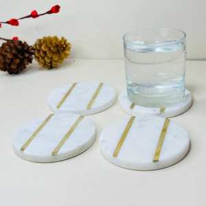 Sous-verre en marbre personnalisé de haute qualité, design religieux unique, pierre indienne polie, fait main, durable, meilleur prix pour le thé et le café - Product Image 1