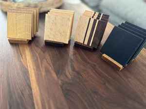 Sous-verres carrés en bois avec bande blanche, tapis antidérapants modernes pour verres à vin, épaisseur 6 mm - Product Image 2