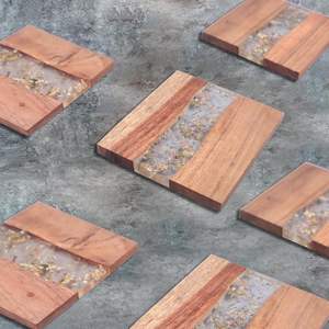 Posavasos de Resina para Mesa de Comedor, Posavasos de Madera Premium con Diseño de Lámina Dorada, para Tazas de Té, Café y Vasos, Decoración de Lujo para el Hogar - Product Image 3