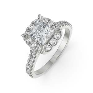 Premium Princess Cut Moissanite Engagement <b>Ring</b> Side <b>Stones</b> <b>Two</b> Tone Gold Pave Setting 925 Silver Luxury Wedding Anniversary - Product Image 3