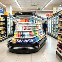 Refroidisseur ovale incurvé peu encombrant avec grande capacité de stockage pour l'aménagement des magasins de détail