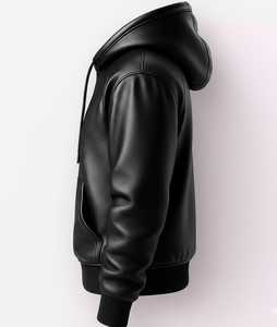 Chaqueta de calle para hombre, negra, gruesa, cortavientos, transpirable, con logotipo personalizado, bolsillo canguro y puños acanalados - Product Image 2