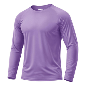 Men's <b>Purple</b> Full <b>Sleeve</b> Rash Guard Quick Dry Polyester Sport <b>Top</b> Adult Fitness Shirt Compression Shirt BJJ MMA Rash Guards - Product Image 1