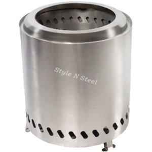 STAINLESS STEEL/HR GREY Fire Pit Stainless Steel Heat Resistant Paint Freestanding Design Coal/Wood Burning Outdoor Heater - Product Image 2