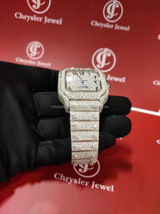 Reloj Moissanite Iced para hombre más vendido Reloj de diamante de acero inoxidable de 40mm de alta calidad Precio al por mayor en India - Product Image 3