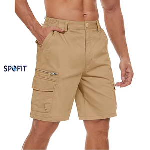 Shorts cargo décontractés d'été pour hommes, couleur unie, pantalon de plage avec poches, écologiques, respirants, 100% coton canvas - Product Image 1