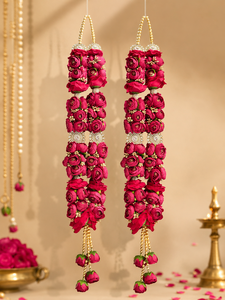 Handmade Floral Varmala South Indian <b>Wedding</b> Garland Artificial Rose Bridal Couple Mala Traditional Jaimala Decor <b>Set</b> for <b>Gifts</b> - Product Image 2
