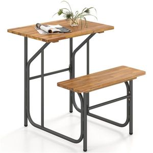 Conjunto de Mesa y Banco de Madera de Acacia de Una Sola Pieza, Diseño Único y Combinable para Picnic y Jardín - Product Image 1