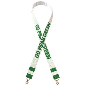 Sangle de sac de sport en coton vert perlé, faite à la main, élégante, avec personnalisation pour le jour du match - Product Image 1