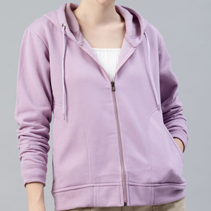 Sweat à capuche zippé décontracté pour femme, coupe ajustée, confortable, bleu ciel, respirant, avec cordon de serrage, 100 % coton molletonné, hiver automne - Product Image 5
