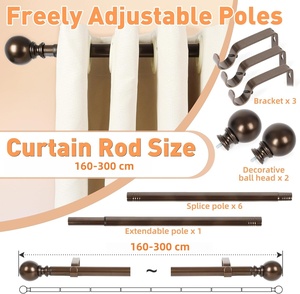 <span class=keywords><strong>Tringle</strong></span> à rideaux D25 160-300cm pour rideaux à œillets - Product Image 3