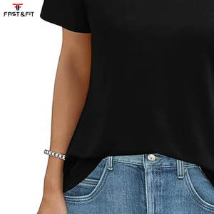 T-shirts d'été pour femmes de haute qualité, col rond, 100% coton, écologiques, coupe décontractée, longueur normale, personnalisables - Product Image 3