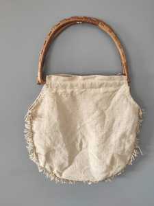 Bolso Tote de Algodón Bordado a Mano con Asa de Madera, Ecológico, Estilo Boho, con Detalle de Flecos, Abierto, para Todas las Temporadas, Bolso de Mano para Mujer - Product Image 2