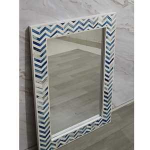 Handmade Eco-Friendly Bone Inlay Mirror Frame <b>Leaf</b> Design Cream White for Bedroom <b>Wall</b> <b>Decoration</b> Modern Interior - Product Image 2