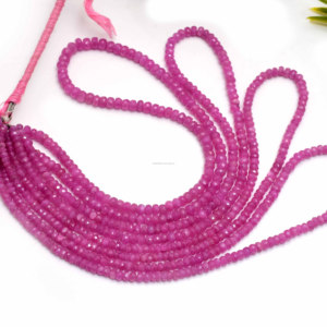 ลูกปัดพลอยสีชมพูแซฟไฟร์เหลี่ยมเพชรพลอยธรรมชาติ100% เพชรพลอยขนาด16นิ้ว - Product Image 2