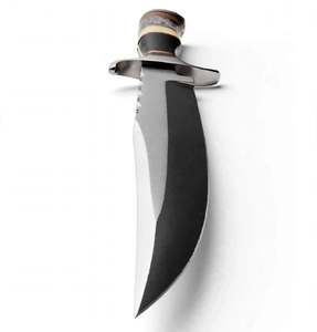 Couteau utilitaire artisanal en acier carbone bicolore à pointe clip, manche en corne de cerf, garde-poignée courbé - Product Image 4