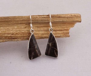 Pendientes Colgantes de Jaspe Azul Natural, Plata de Ley 925, Pendientes de Ágata Banda Azul Hechos a Mano, Proveedor Mayorista - Product Image 4