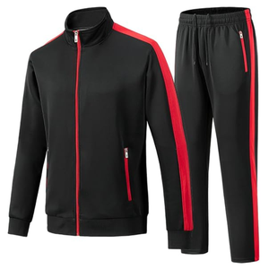 Ensemble de survêtement noir uni 2 pièces pour homme, pull-over et pantalon de jogging, tenue décontractée, streetwear, survêtement - Product Image 1