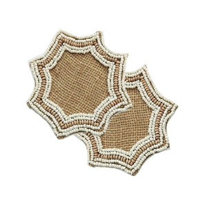 Beaded Fabric Material Eco-Friendly Coaster Custom Diameter Adjustable Classic Design Floral Shaped Customize Color Wedding - Product Image 5