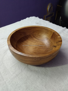 Cuenco de madera de cerámica para servir en el desierto, Bol de madera de Mango para desayuno, aperitivos, sopa, ensalada - Product Image 6