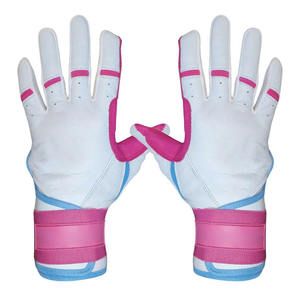 New Pink White Leather Adult Baseball Batting Gloves Breathable Textured Palm Enhanced Grip <b>Adjustable</b> Wrist <b>Strap</b> XL XXL L - Product Image 3