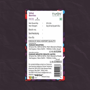 ชาทีวอย ไวลด์เบอร์รี่ส์ 100% บริสุทธิ์ ไม่มีสารเติมแต่ง ชาเพื่อสุขภาพ (1.8 กรัม x 20 ซอง) อายุการเก็บรักษา 12 เดือน ผลิตในอินเดีย - Product Image 4