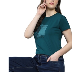 T-shirt en jersey 100 % coton pour femme, nouveau, à manches courtes, décontracté, respirant, imprimé, motif uni, teinture unie, été, de BD - Product Image 5