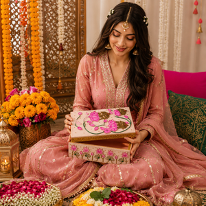 **Bridal Lid <b>Box</b> Handmade Wedding <b>Gift</b> Packaging Jewelry Storage Hamper <b>Box</b> Indian Shagun Organizer for <b>Brides</b> Decorative <b>Box</b> - Product Image 4