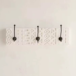 Latest White Pattern <b>Wall</b> Hook Rack Minimalist Metal Hooks Modern Home Decor Entryway Organizer Storage Hanger - Product Image 1