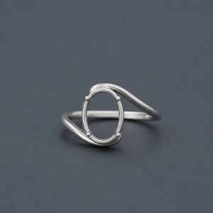 Anillo Ovalado de Plata de Ley 925 de 8x10mm para Engastar Gemas, Anillo Semimontado DIY, Anillo Ovalado Hecho a Mano con Engaste de Garras, Base para Joyería Personalizada - Product Image 5