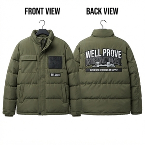เสื้อแจ็คเก็ตพัฟเฟอร์สีน้ำเงินกรมท่าสำหรับผู้ชาย 350 GSM แบบเย็บต่อแผ่นกันหนาว ระบายอากาศได้ดี แห้งเร็ว ไส้ใยโพลีเอสเตอร์ 100% - Product Image 3