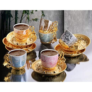 Contemporary design Metal Tea Coffee <b>Cup</b> and <b>Saucer</b> in Brass Gold Finished Best Quality Tabletop Serving Tea <b>Cup</b> and <b>Saucer</b> - Product Image 2