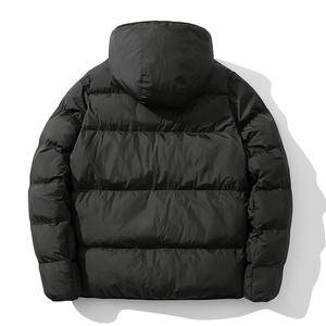 Chaqueta Acolchada Negra con Capucha para Hombre, Abrigo de Invierno con Cierre de Cremallera, Resistente al Viento, Corte Regular, Color Sólido, Exterior de Poliéster 2026 - Product Image 2