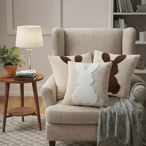 SOGA Juego de 4 Fundas de Almohada con Diseño de Conejo de 45 cm, Color Blanco y Silueta de Conejo, Almohadas Decorativas para Sofá y Cama - Product Image 4