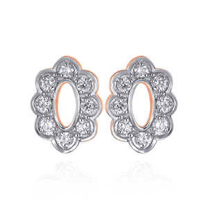 Boucles d'oreilles clous en diamant raffiné en forme de fleur classique, plaqué or rose, diamant blanc, couleur G, pour femme, mariage - Product Image 1