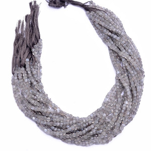 AAA+ Moonstone 3mm-4mm Faceted <b>Cube</b> Briolette Beads Natural Rare Gray Moonstone Semi Precious Gemstone 3D Box Beads For Jewelry - Product Image 3
