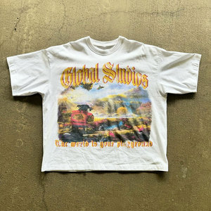 เสื้อยืดครอปผู้ชายผ้าฝ้าย 100% สไตล์สตรีทแวร์ แบบเรียบๆ สั่งทำได้ วินเทจ ลุคซักยับ ทรงใหญ่ โอเวอร์ไซส์ ขาดๆ แบบดิสเทรส - Product Image 4