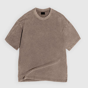 T-shirt pour homme en coton 100% tricoté, coupe classique, vert olive délavé, col rond, streetwear décontracté, étiquette privée personnalisée - Product Image 4