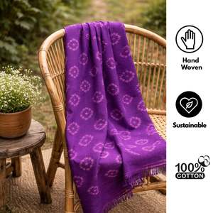 Authentic Indian Handwoven Traditional Ikat Fabric Cotton Eco Friendly Sustainable Durable <b>Machine</b> Washable Skin Textile - Product Image 5