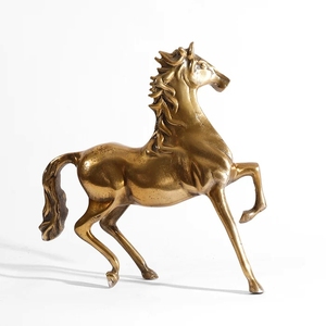 Figurine de cheval en laiton massif de style antique, sculpture d'appoint pour bureau de direction, table console et étagères - Product Image 5