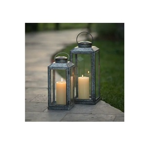 Farol de Madera para Velas con Paneles de Vidrio y Asa de Cuerda, Decoración Vintage para el Hogar Estilo Granja - Product Image 3