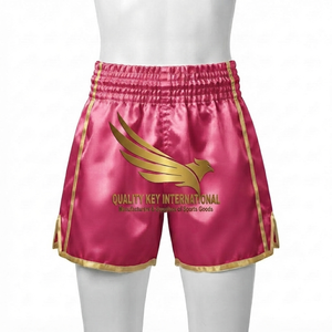 Short de boxe en tissu brillant sublimé, prix usine pour achat en gros, pour entraînement sportif et Muay Thai - Product Image 5