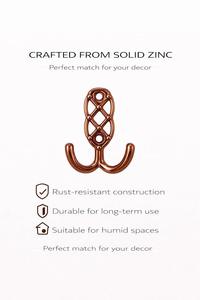 Porte-manteau mural double en métal de style antique décoratif, robuste, pour manteaux, chapeaux et clés, idéal pour l'entrée - Product Image 3