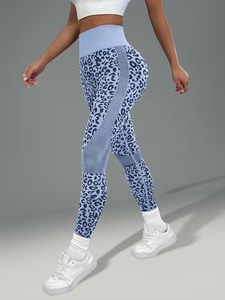 High-Waist Leopard Pattern Fitness Leggings | Seamless Tummy Control Gym Yoga Pants | Comfortable Soft Spandex <b>Tights</b> - Product Image 2