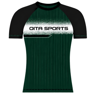 Camiseta Deportiva Personalizada de Manga Corta con Cuello Redondo, Color Verde Oscuro y Negro, Estilo Raglán, Uniforme de Equipo para Entrenamiento Atlético, Transpirable y de Alto Rendimiento - Product Image 1
