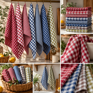 Custom Made 100% Pure Linen Kitchen <b>Tea</b> <b>Towels</b> Checkered Pattern Woven Quick-Dry Eco-Friendly Home Use - Product Image 6