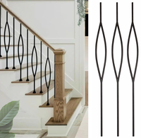 Balustre en fer Marquise, en métal noir, elliptique, pour escalier, insert de rampe ovale moderne pour escaliers et balcons intérieurs