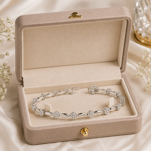 Pulsera de Diamantes Vintage en Oro Blanco de 14K |   Brazalete de Diamantes Brillantes Hecho en India de 7 Pulgadas |   Elegante Joyería para Mujer, Regalo de Compromiso - Product Image 4