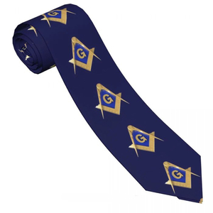 Corbata Masónica de la Logia Azul con Fondo Azul y Emblema Dorado, Regalia Masónica, Corbata Masónica con Servicio OEM - Product Image 3