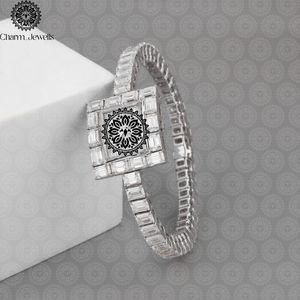 Montre de luxe pour homme Charm_Jewells en acier inoxydable avec cristaux K9, bracelet de 20 mm, design ajouré, mouvement mécanique, résistance à l'eau 10 bars - Product Image 3
